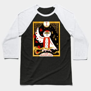 Magician Barn Owl Tarot Card Baseball T-Shirt